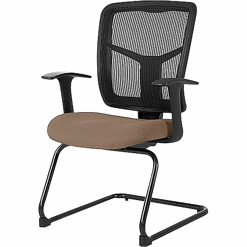 Lorell ErgoMesh Series Mesh Side Arm Guest Chair Fuse Malted Seat Color - Fabric Seat Material - Black Back Color - Mesh Back Material - Cantilever Base - 1 Each (LLR8620203)