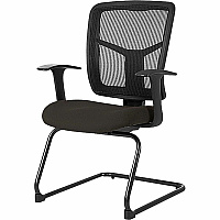 Lorell ErgoMesh Series Mesh Side Arm Guest Chair Fuse Pepper Seat Color - Fabric Seat Material - Black Back Color - Mesh Back Material - Cantilever Base - 1 Each (LLR8620204)