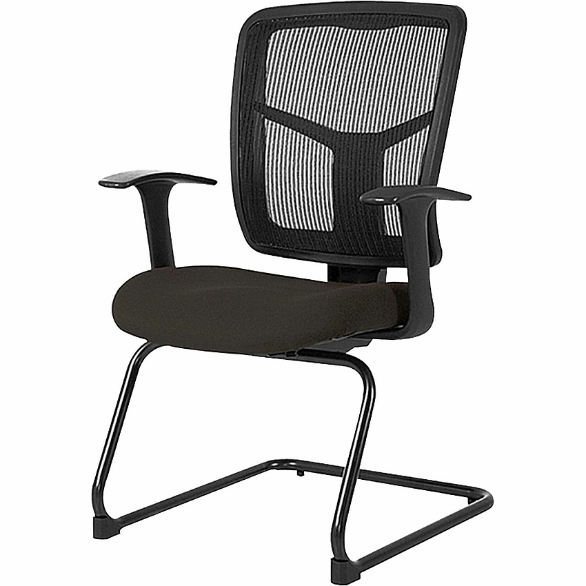 Lorell ErgoMesh Series Mesh Side Arm Guest Chair Fuse Pepper Seat Color - Fabric Seat Material - Black Back Color - Mesh Back Material - Cantilever Base - 1 Each (LLR8620204)