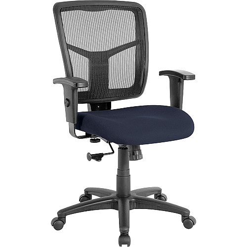 Lorell Ergomesh Managerial Mesh Mid-back Chair Periwinkle Blue Seat Color - Fabric Seat Material - Black Back Color - Black Frame Color - 5-star Base - 1 Each (LLR8620901)
