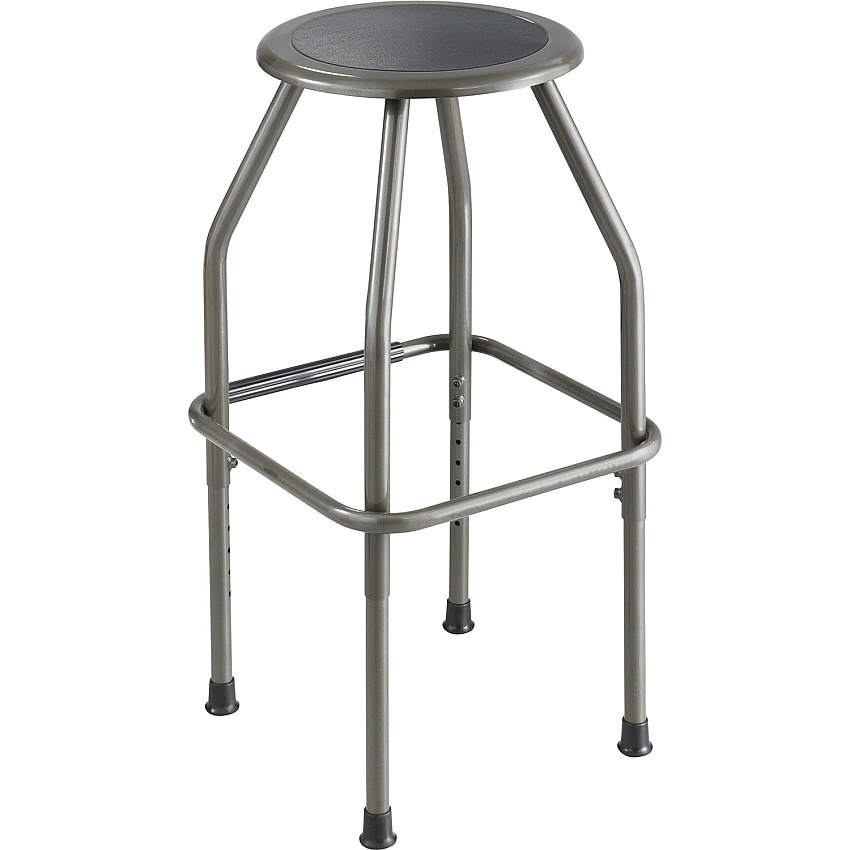 Safco Adjustable Height Diesel Stool Trolley Polyurethane Seat Material - Powder Coated Frame Color - Steel Frame Material - Four-legged Base - Pewter - 1 Each (6666)