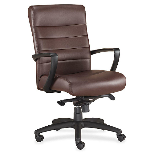Eurotech Manchester Mid Back Executive Chair Brown Seat Color - Leather Seat Material - Brown Back Color - Leather Back Material - Steel Frame Material - 5-star Base - 1 Each (LE255BRN)