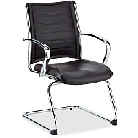 Eurotech Europa Executive Guest Chair Black Seat Color - Leather Seat Material - Black Back Color - Leather Back Material - Aluminum Frame Color - 1 Each (LE833BLK)