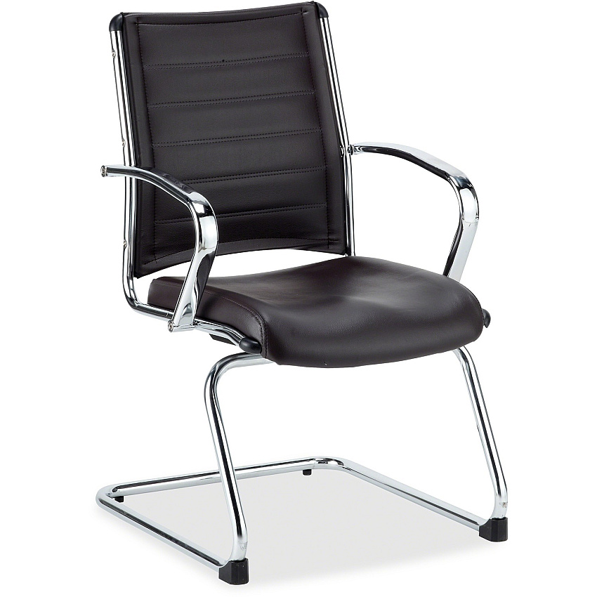 Eurotech Europa Executive Guest Chair Black Seat Color - Leather Seat Material - Black Back Color - Leather Back Material - Aluminum Frame Color - 1 Each (LE833BLK)