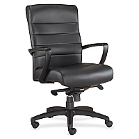 Eurotech Manchester Mid Back Executive Chair Black Seat Color - Leather Seat Material - Black Back Color - Leather Back Material - Steel Frame Material - 5-star Base - 1 Each (LE255BLK)