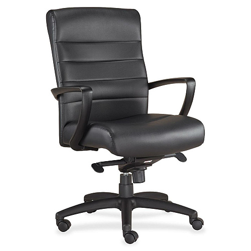 Eurotech Manchester Mid Back Executive Chair Black Seat Color - Leather Seat Material - Black Back Color - Leather Back Material - Steel Frame Material - 5-star Base - 1 Each (LE255BLK)