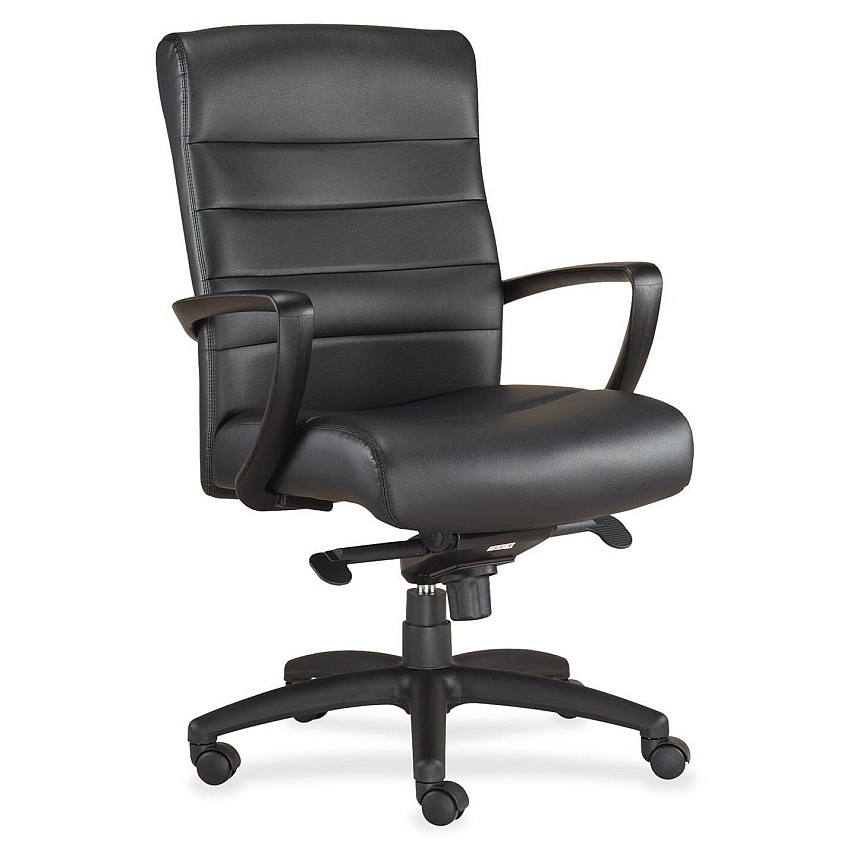 Eurotech Manchester Mid Back Executive Chair Black Seat Color - Leather Seat Material - Black Back Color - Leather Back Material - Steel Frame Material - 5-star Base - 1 Each (LE255BLK)