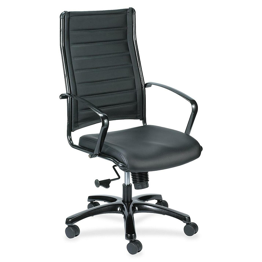 Eurotech Europa Titanium Frame Executive Chair Black Seat Color - Leather Seat Material - Black Back Color - Leather Back Material - Titanium Frame Color - 5-star Base - 1 Each (LE111TNM)