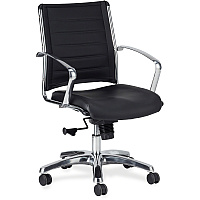Eurotech Europa Mid Back Executive Chair Black Seat Color - Leather Seat Material - Black Back Color - Leather Back Material - Aluminum Frame Color - 5-star Base - 1 Each (LE822BLK)