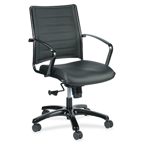 Eurotech Europa Titanium Frame Executive Chair Black Seat Color - Leather Seat Material - Black Back Color - Leather Back Material - Titanium Frame Color - 5-star Base - 1 Each (LE222TNM)
