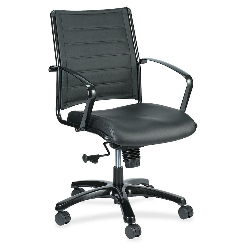 Eurotech Europa Titanium Frame Executive Chair Black Seat Color - Leather Seat Material - Black Back Color - Leather Back Material - Titanium Frame Color - 5-star Base - 1 Each (LE222TNM)