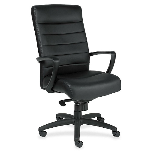 Eurotech Manchester High Back Executive Chair Black Seat Color - Leather Seat Material - Black Back Color - Leather Back Material - Steel Frame Material - 5-star Base - 1 Each (LE150BLK)