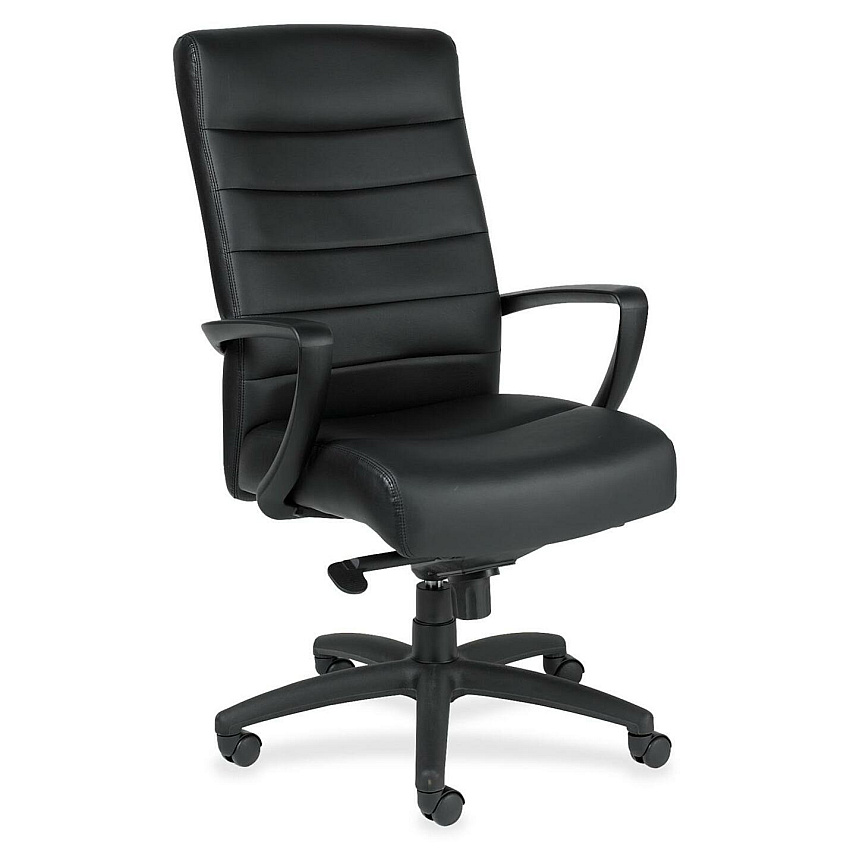 Eurotech Manchester High Back Executive Chair Black Seat Color - Leather Seat Material - Black Back Color - Leather Back Material - Steel Frame Material - 5-star Base - 1 Each (LE150BLK)