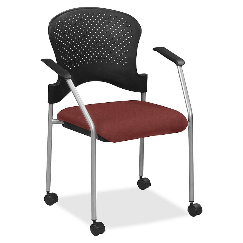 Eurotech breeze FS8270 Stacking Chair Carmine Seat Color - Fabric Seat Material - Carmine Back Color - Gray Frame Color - Steel Frame Material - Four-legged Base - Fuse Carmine - 1 Each (FS827047)