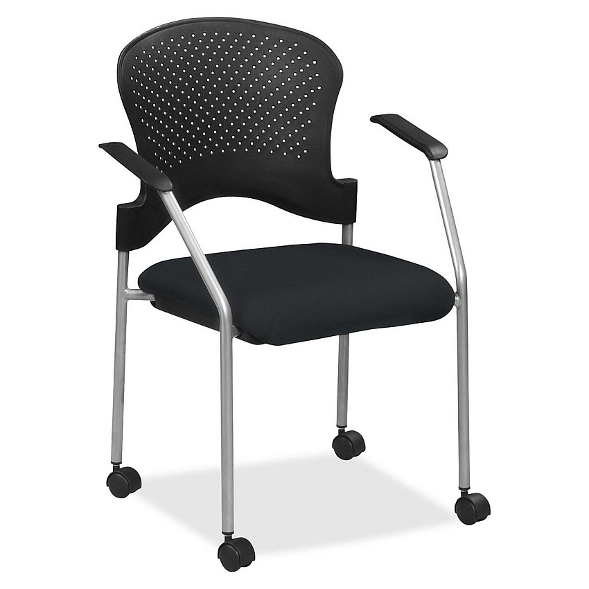 Eurotech breeze FS8270 Stacking Chair Ebony Seat Color - Fabric Seat Material - Ebony Back Color - Gray Frame Color - Steel Frame Material - Four-legged Base - Insight Ebony - 1 Each (FS827049)