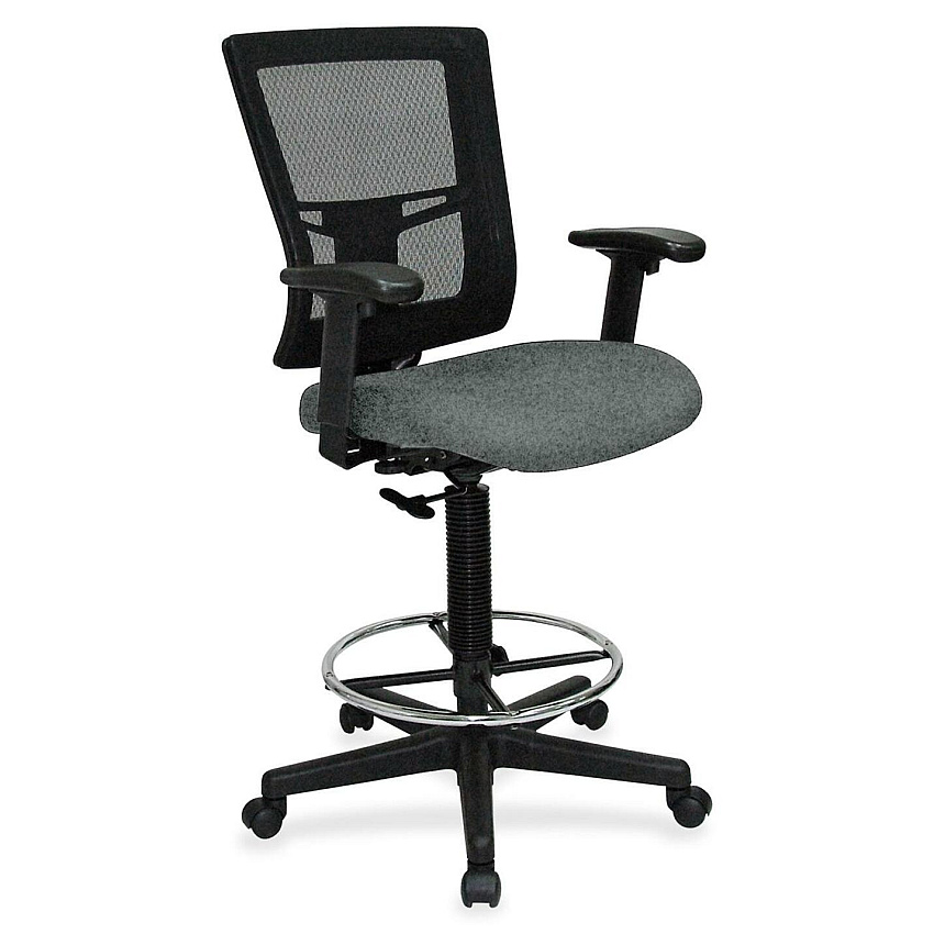 Lorell Mesh Back Drafting Stool Expo Fog Seat Color - Black Frame Color - 1 Each (LLR4310032)