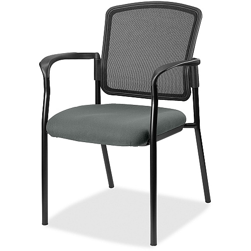 Lorell Mesh Back Stackable Guest Chair Expo Fog Seat Color - Black Frame Color - 1 Each (LLR2310032)