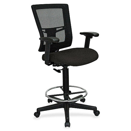 Lorell Mesh Back Drafting Stool Perfection Black Seat Color - Black Frame Color - 1 Each (LLR4310063)