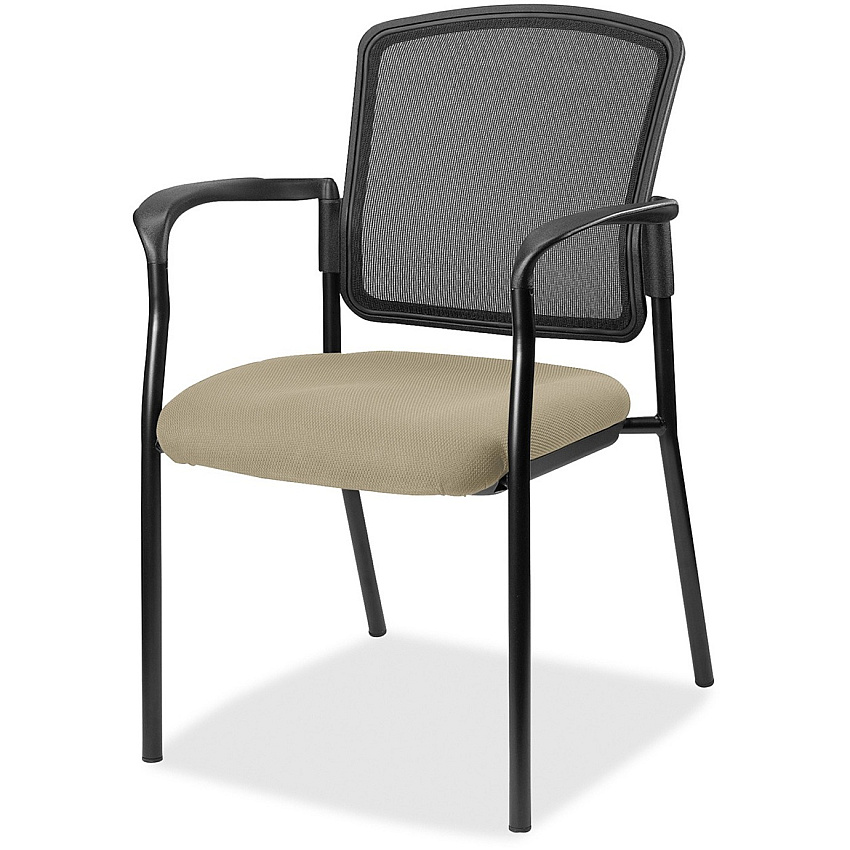 Lorell Mesh Back Stackable Guest Chair Forte Pumice Seat Color - Black Frame Color - 1 Each (LLR2310045)