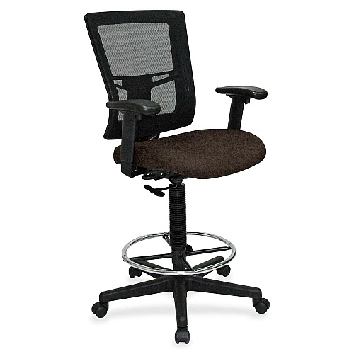 Lorell Mesh Back Drafting Stool Forte Fudge Seat Color - Black Frame Color - 1 Each (LLR4310041)