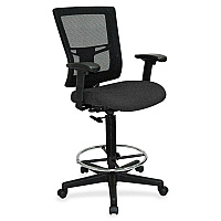 Lorell Mesh Back Drafting Stool Expo Tuxedo Seat Color - Black Frame Color - 1 Each (LLR4310035)