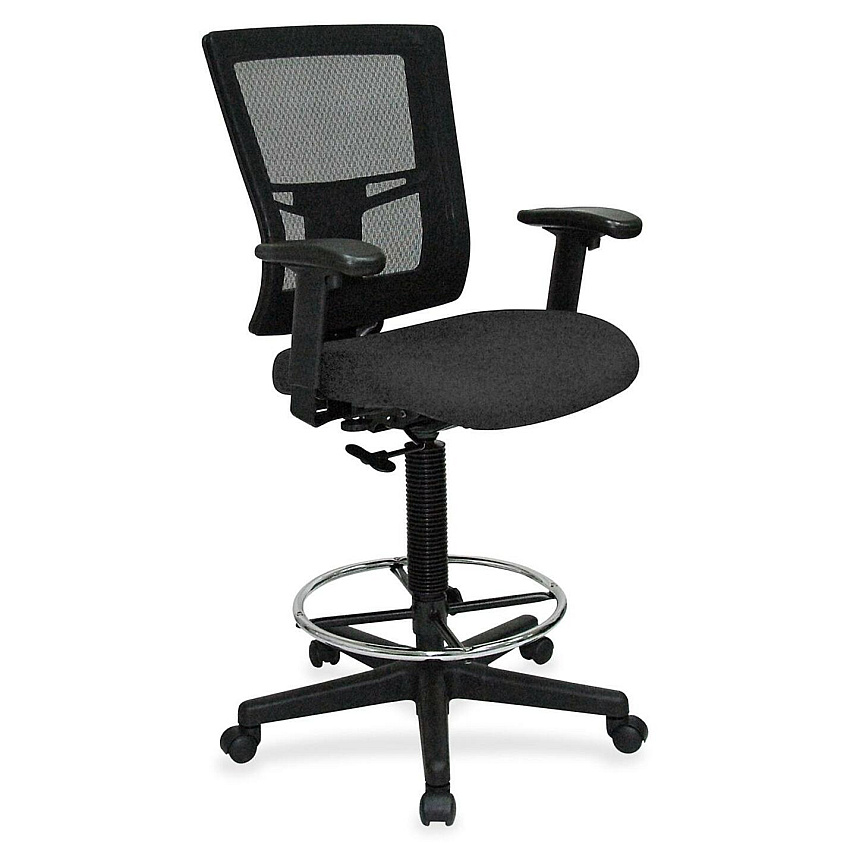 Lorell Mesh Back Drafting Stool Expo Tuxedo Seat Color - Black Frame Color - 1 Each (LLR4310035)
