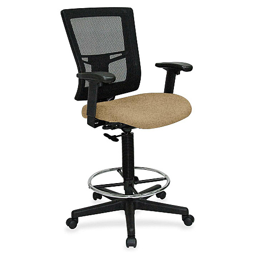 Lorell Mesh Back Drafting Stool Perfection Beige Seat Color - Black Frame Color - 1 Each (LLR4310062)
