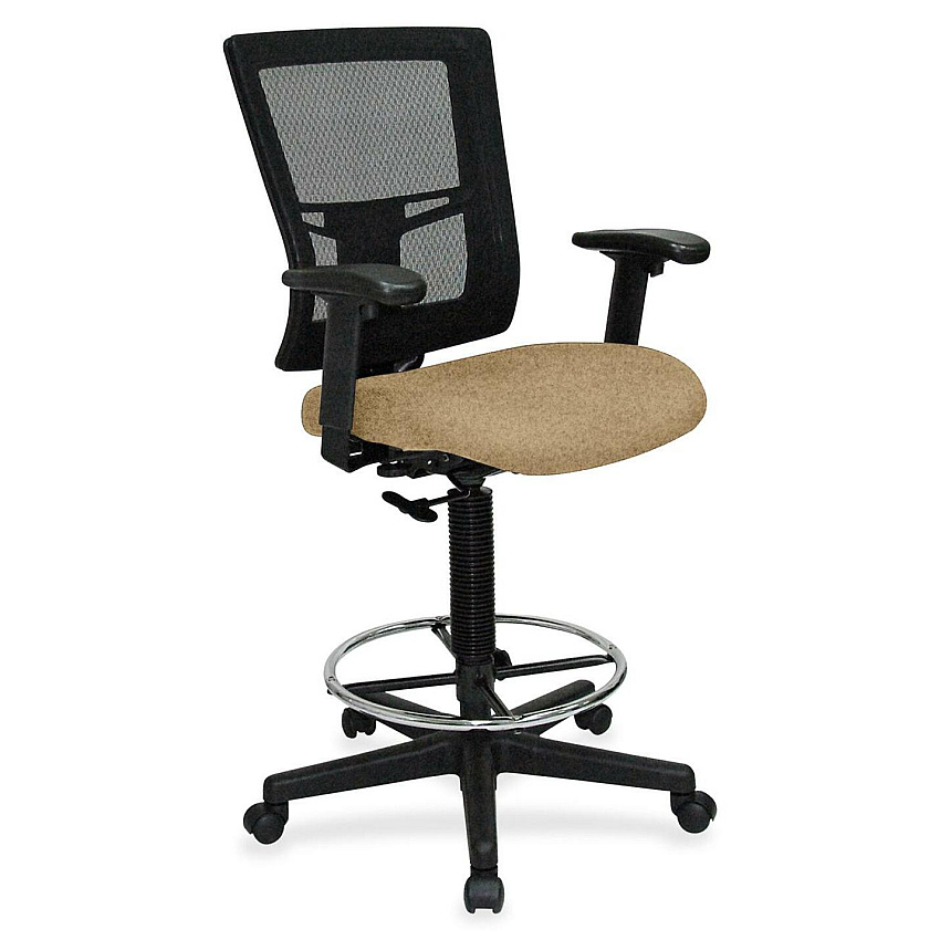Lorell Mesh Back Drafting Stool Perfection Beige Seat Color - Black Frame Color - 1 Each (LLR4310062)
