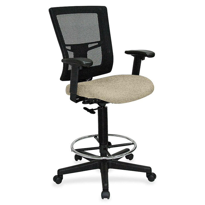 Lorell Mesh Back Drafting Stool Shire Travertine Seat Color - Black Frame Color - 1 Each (LLR4310087)