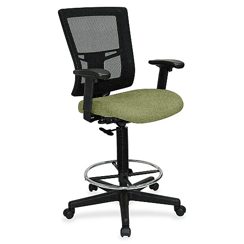 Lorell Mesh Back Drafting Stool Fuse Cress Seat Color - Black Frame Color - 1 Each (LLR4310048)
