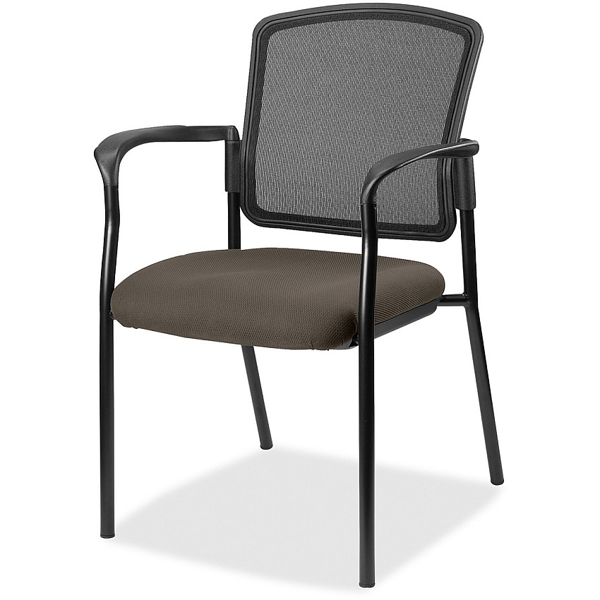 Lorell Mesh Back Stackable Guest Chair Shire Stonewall Seat Color - Black Frame Color - 1 Each (LLR2310086)