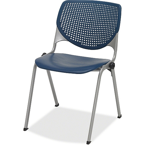KFI 2300 Kool Series Navy Seat Color - Polypropylene Seat Material - Navy Back Color - Polypropylene, Aluminum Alloy Back Material - Silver, Powder Coated Frame Color - Steel Frame Material - Four-legged Base - Armrest - 1 Each (2300SLP03)