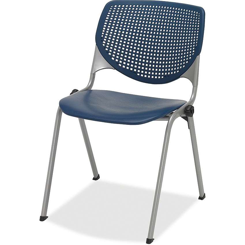 KFI 2300 Kool Series Navy Seat Color - Polypropylene Seat Material - Navy Back Color - Polypropylene, Aluminum Alloy Back Material - Silver, Powder Coated Frame Color - Steel Frame Material - Four-legged Base - Armrest - 1 Each (2300SLP03)