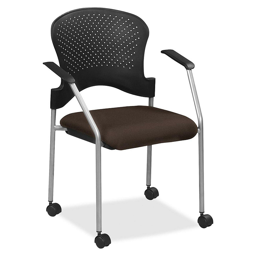 Eurotech breeze FS8270 Stacking Chair Fudge Seat Color - Fabric Seat Material - Fudge Back Color - Gray Frame Color - Steel Frame Material - Four-legged Base - Forte Fudge - 1 Each (FS827041)
