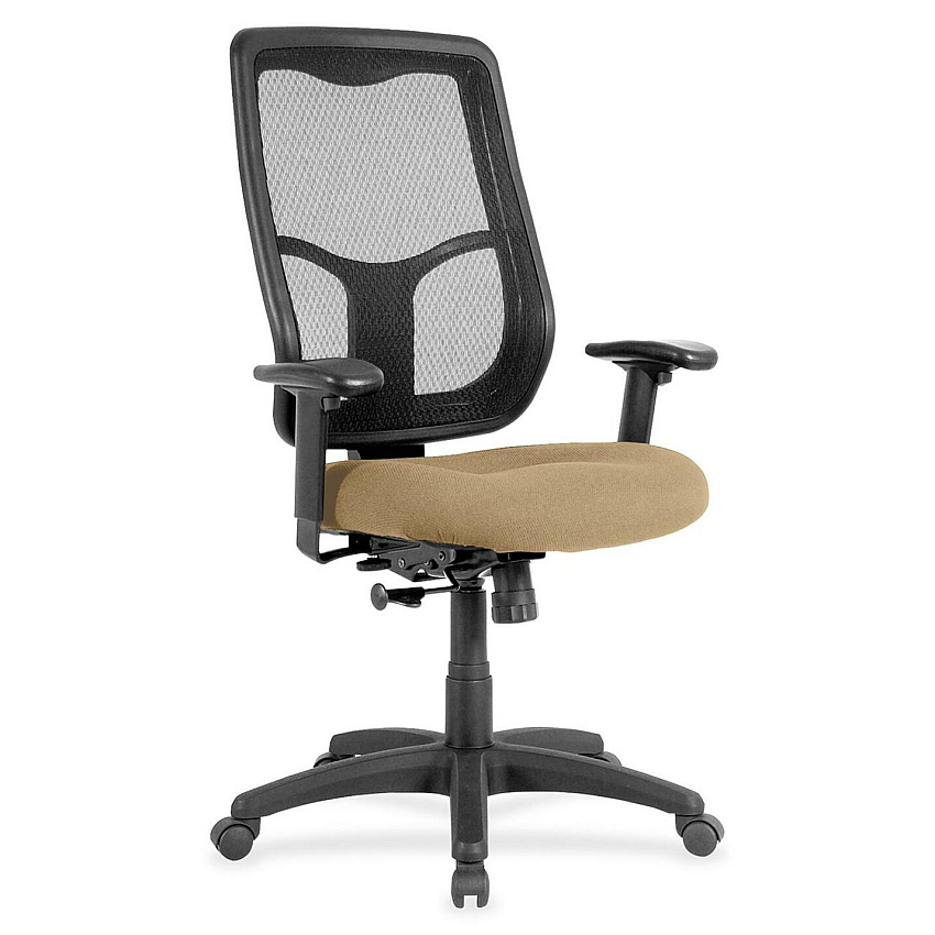 Eurotech Apollo High Back Synchro Task Chair Beige Seat Color - Fabric Seat Material - Black Frame Color - 5-star Base - Perfection Beige - 1 Each (MTHB9462)