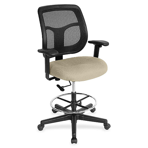 Eurotech Apollo DFT9800 Drafting Stool Travertine Seat Color - Fabric Seat Material - 5-star Base - Shire Travertine - 1 Each (DFT9887)