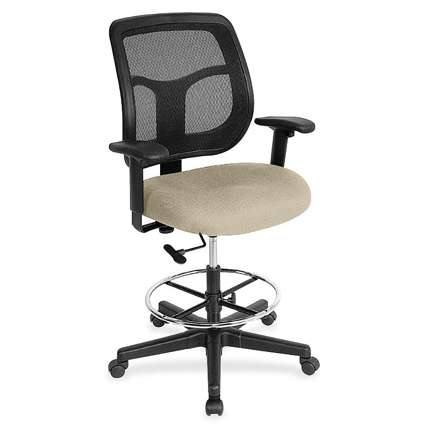Eurotech Apollo DFT9800 Drafting Stool Travertine Seat Color - Fabric Seat Material - 5-star Base - Shire Travertine - 1 Each (DFT9887)