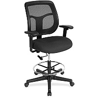 Eurotech Apollo DFT9800 Drafting Stool Tuxedo Seat Color - Fabric Seat Material - 5-star Base - Expo Tuxedo - 1 Each (DFT9835)