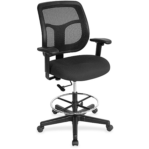 Eurotech Apollo DFT9800 Drafting Stool Tuxedo Seat Color - Fabric Seat Material - 5-star Base - Expo Tuxedo - 1 Each (DFT9835)