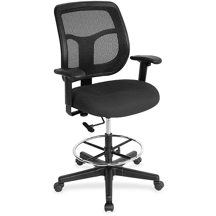 Eurotech Apollo DFT9800 Drafting Stool Tuxedo Seat Color - Fabric Seat Material - 5-star Base - Expo Tuxedo - 1 Each (DFT9835)