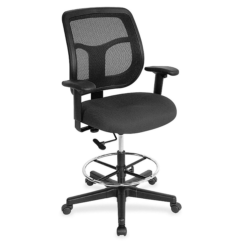 Eurotech Apollo DFT9800 Drafting Stool Charcoal Fabric Seat - 5-star Base - 1 Each (DFT9896)