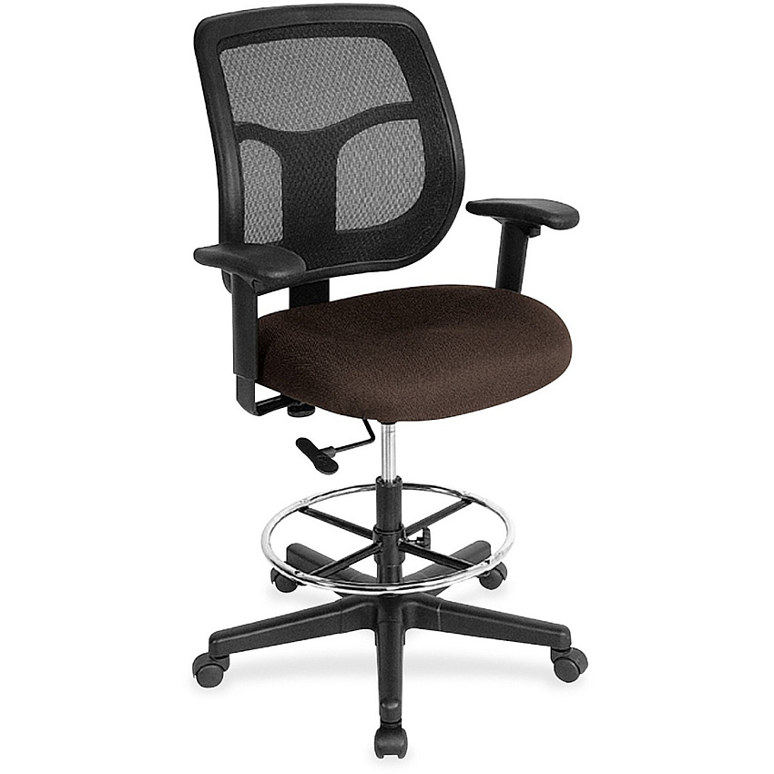 Eurotech Apollo DFT9800 Drafting Stool Fudge Seat Color - Fabric Seat Material - 5-star Base - Forte Fudge - 1 Each (DFT9841)
