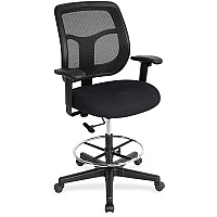 Eurotech Apollo DFT9800 Drafting Stool Ebony Seat Color - Fabric Seat Material - 5-star Base - Insight Ebony - 1 Each (DFT9849)