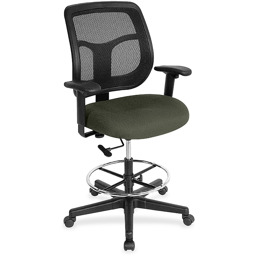 Eurotech Apollo DFT9800 Drafting Stool Olive Green Seat Color - Fabric Seat Material - 5-star Base - Perfection Olive Green - 1 Each (DFT9867)