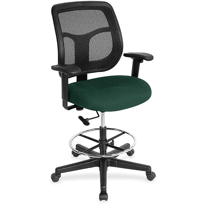 Eurotech Apollo DFT9800 Drafting Stool Forest Seat Color - Fabric Seat Material - 5-star Base - Insight Forest - 1 Each (DFT9850)