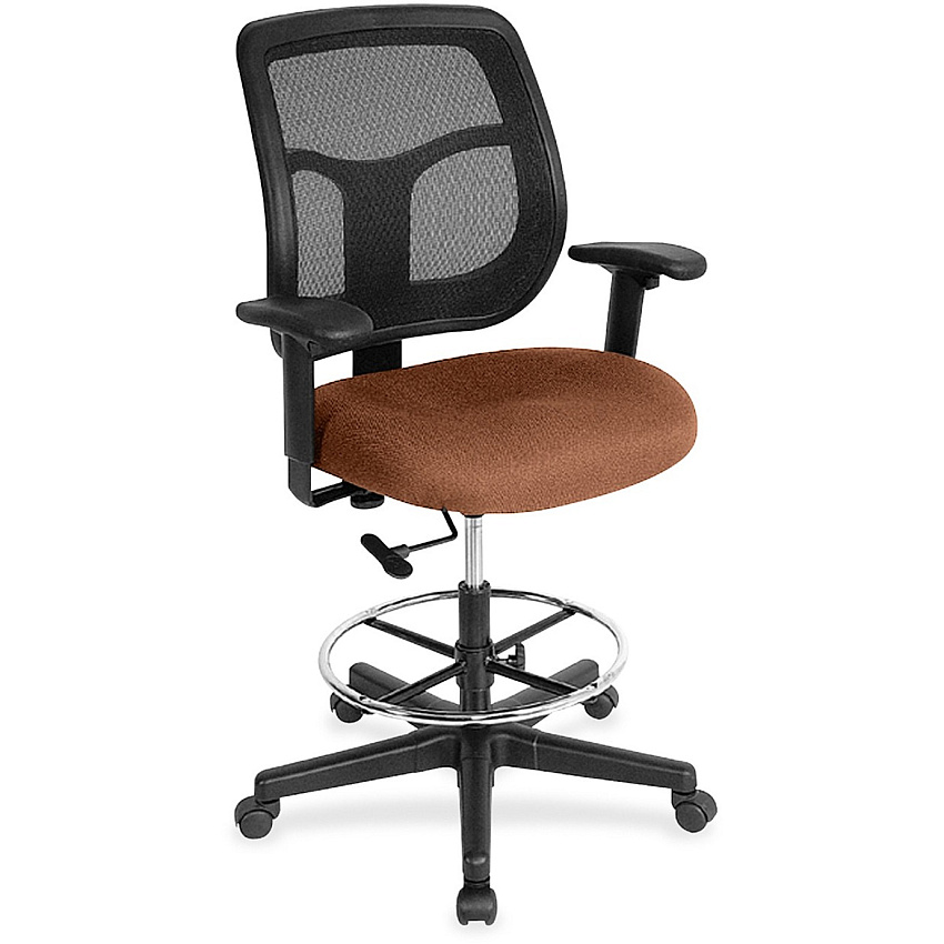 Eurotech Apollo DFT9800 Drafting Stool Nutmeg Seat Color - Fabric Seat Material - 5-star Base - Canyon Nutmeg - 1 Each (DFT9830)