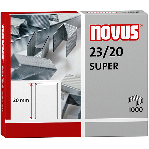 Novus 23/20 Super Heavy Duty Staples 25/32" Leg - Silver - Steel - 1000 / Carton (0420240)