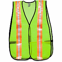 MCR Safety Mesh General Purpose Safety Vest Visibility Protection - Mesh - Lime - Reflective Strip, Lightweight - 1 Each (81008)