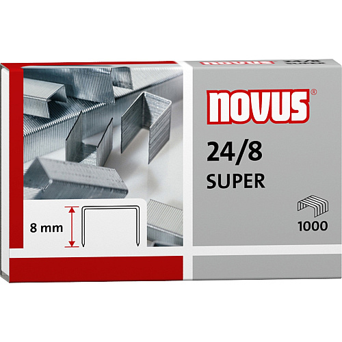 Novus 24/8 Super Premium Staples 5/16" Leg - Silver - Steel - 1000 / Carton (0400038)