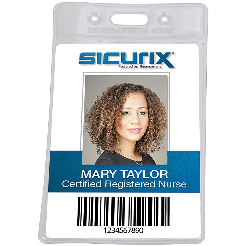 SICURIX Vinyl Punched ID Badge Holders - Vertical Horizontal - 3.5" Height x 2.5" Width - Vinyl - Clear - 50 / Pack (67825)